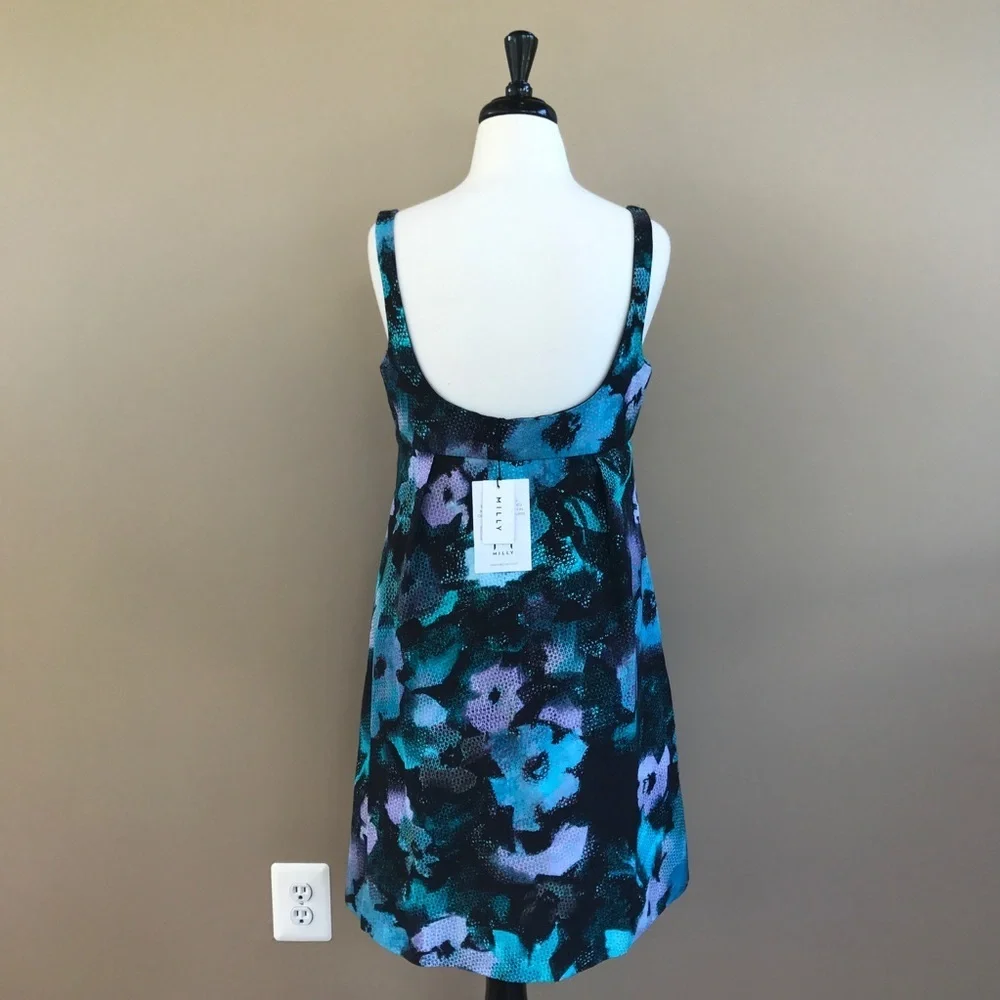 • Milly • Ana Cocktail Dress Blue Floral Print 8